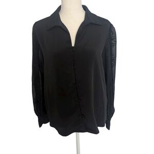 Soft Surroundings Lorenza Black Blouse Style #2DX64. petite Medium‎
